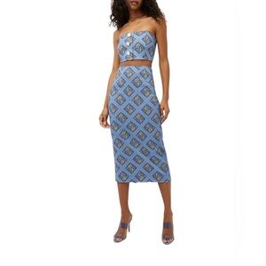 Veronica Beard Ziene linen top and Troye linen skirt set size 4